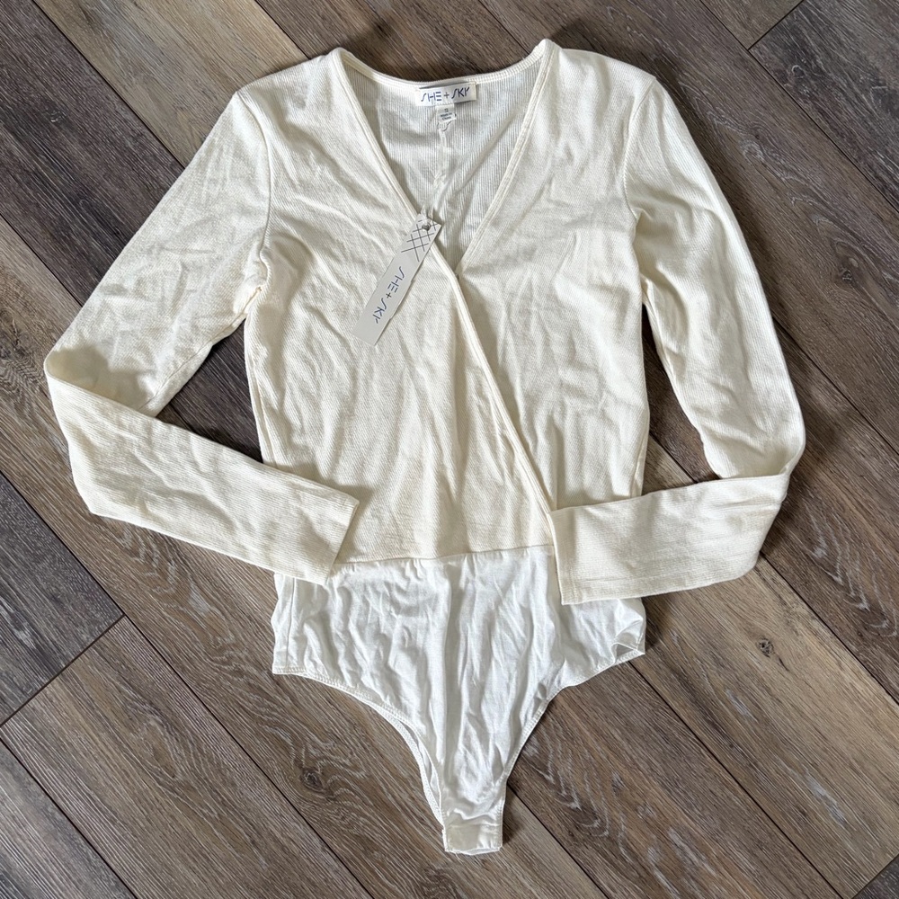 She + Sky Ivory Long-Sleeve Bodysuit